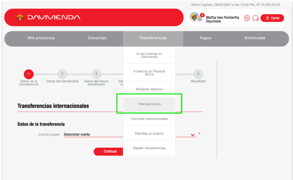 Davivienda Panama Transfer